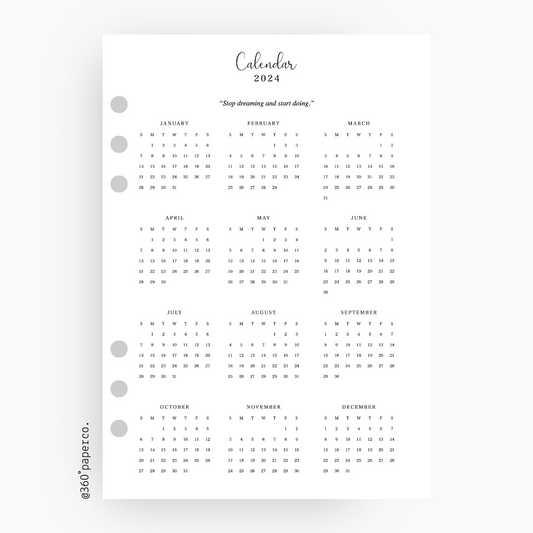 2024 Calendar year Planner Insert