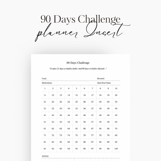 90 Days Challenge Planner Insert