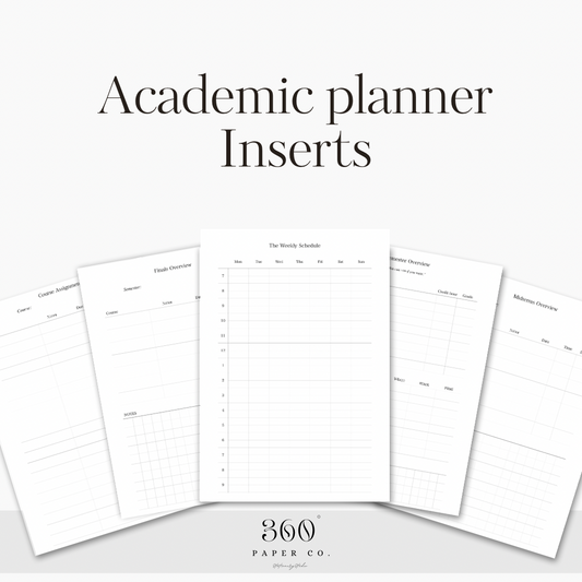 Academic Planner Inserts